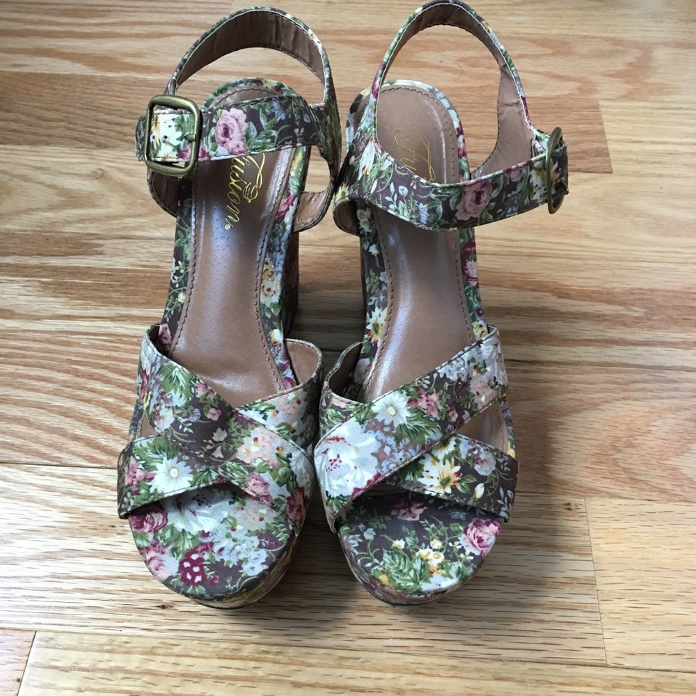 Never worn Floral Wedges